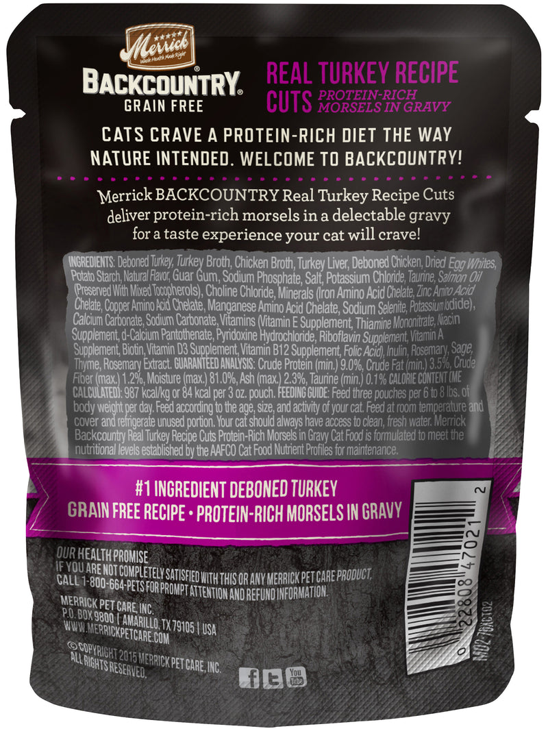 Merrick Backcountry Grain Free Real Meat Wet Cat Food Turkey, 3 OZ - Trustables