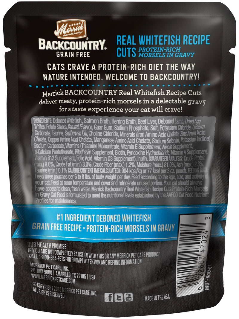 Merrick Backcountry Grain Free Real Meat Wet Cat Food Whitefish, 3 OZ - Trustables