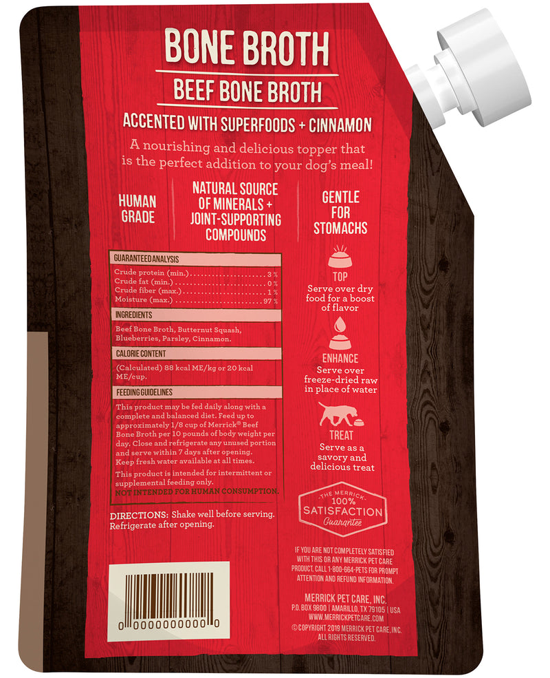 Merrick Bone Broth All Life Stages Dog Food Topper Beef, 16 OZ - Trustables