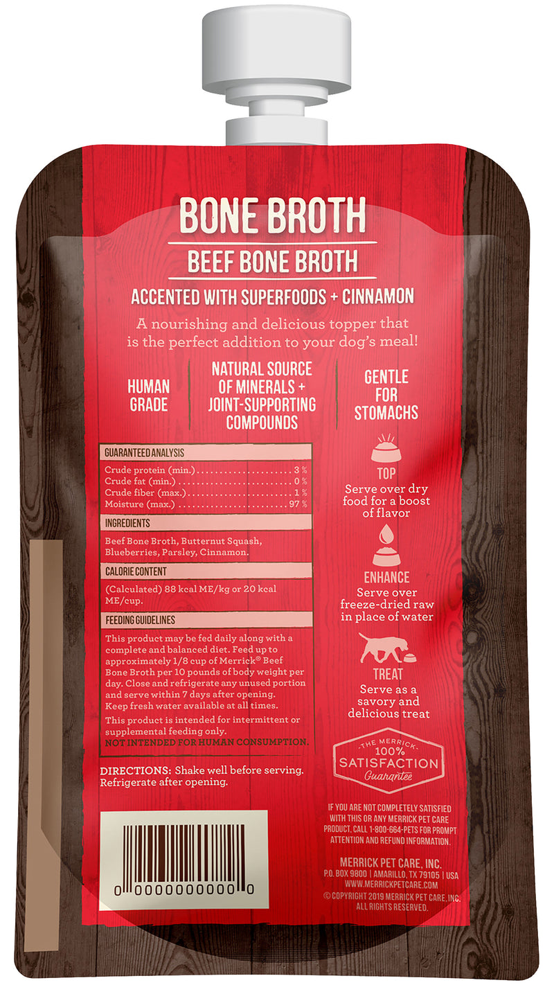 Merrick Bone Broth All Life Stages Dog Food Topper Beef, 7 OZ - Trustables