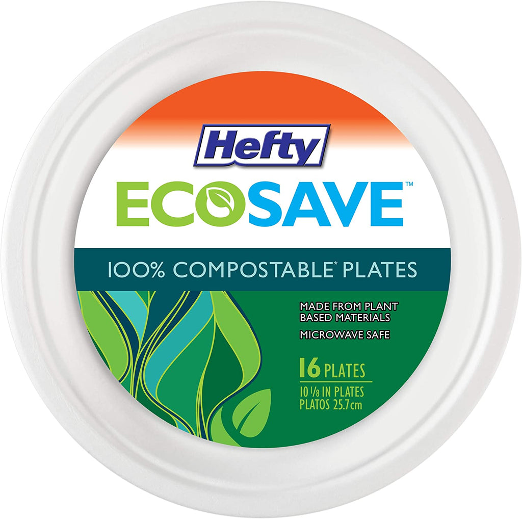 Hefty Ecosave 10 1/8 In Compostable Plates, 16 count