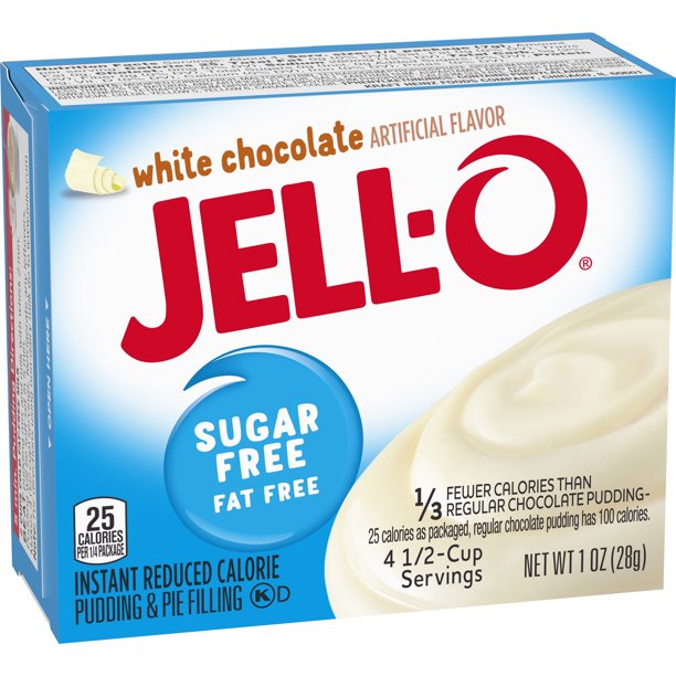 Jell-O Sugar Free Instant Pudding Mix, White Chocolate, 1 OZ - Trustables