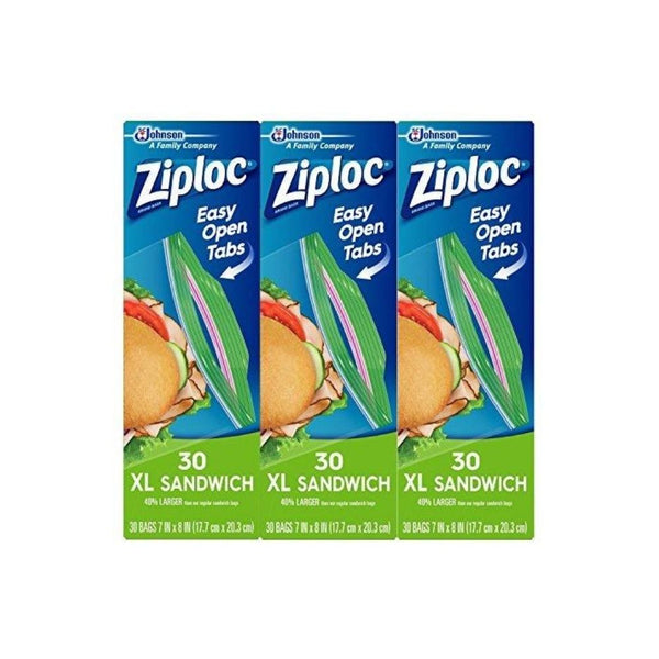 Ziploc Sandwich XL Bags, 30 CT - Trustables