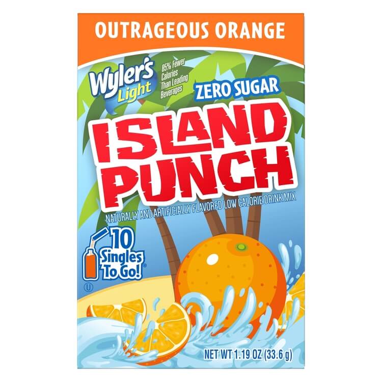 Wyler's Island Punch Outrageous Orange Water Drink Mix, 1 CT