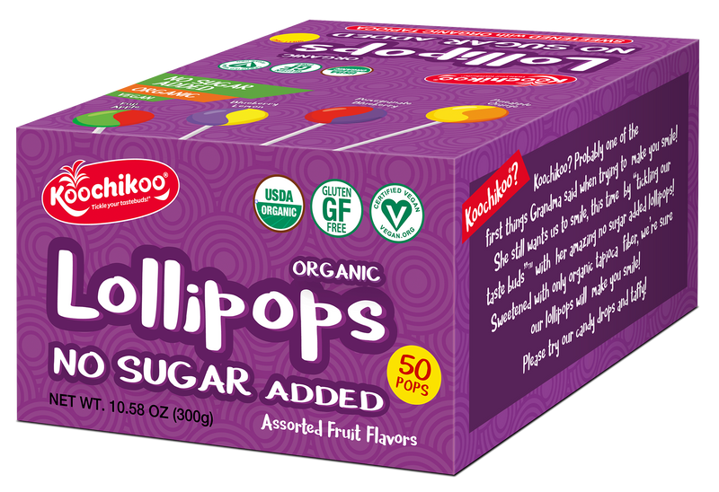 Koochikoo Sugar Free Organic Lollipop Display Box, 50 CT - Trustables