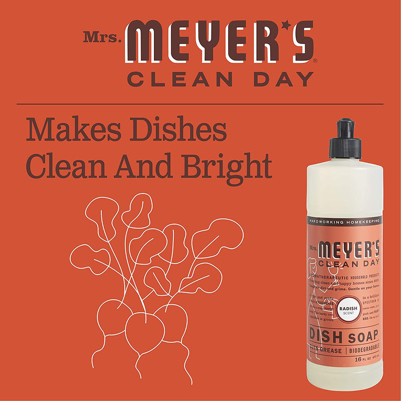 Mrs. Meyer's Radish Scented Kitchen Cleaning Set, Dish Soap, Hand Soap, and Multi-Surface Cleaner - Trustables