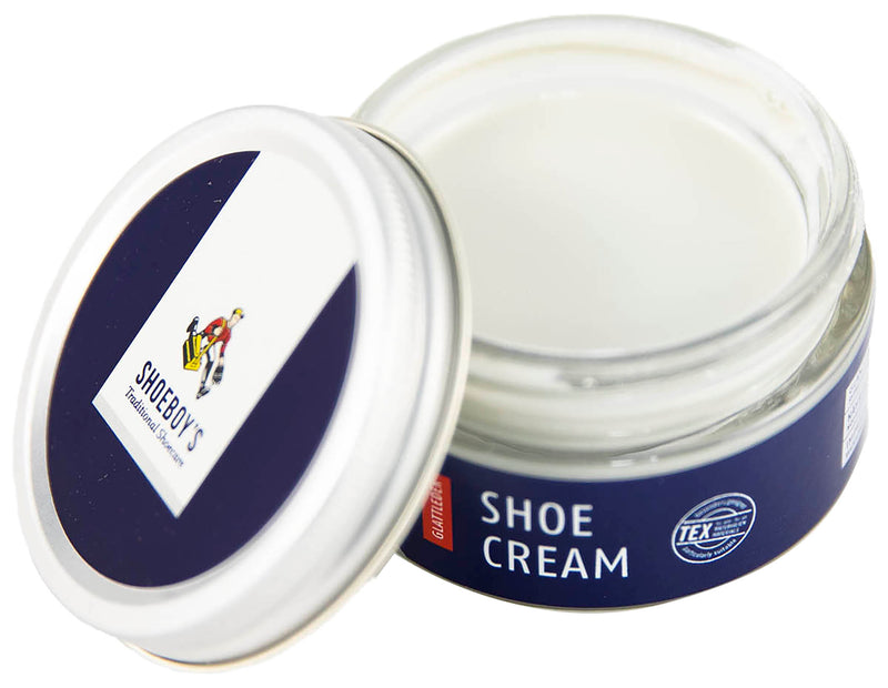 Shoeboy's Shoe Cream Polish, Off White - Nourishes, Protects & Freshens Color for High Quality Smooth Leathers - 50 ML Glass Jar - Trustables