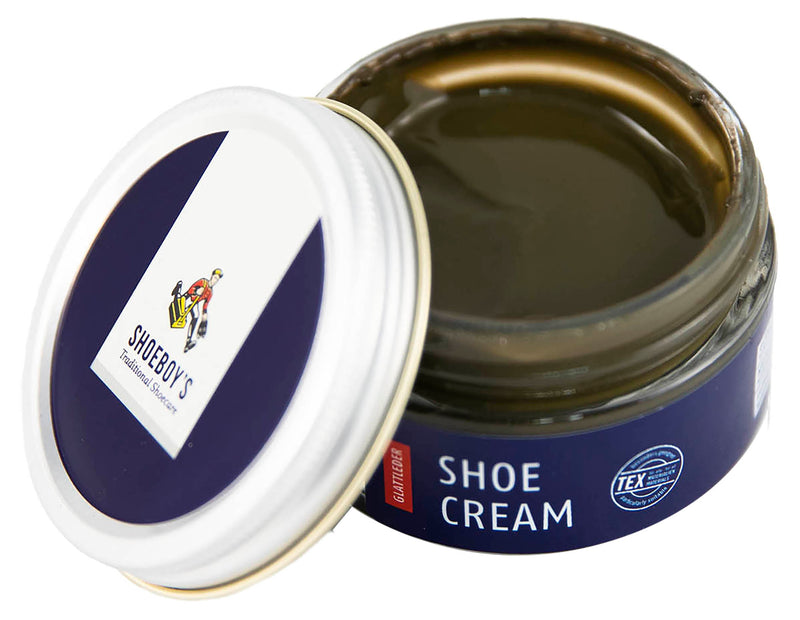 Shoeboy's Shoe Cream Polish, Olive - Nourishes, Protects & Freshens Color for High Quality Smooth Leathers - 50 ML Glass Jar - Trustables