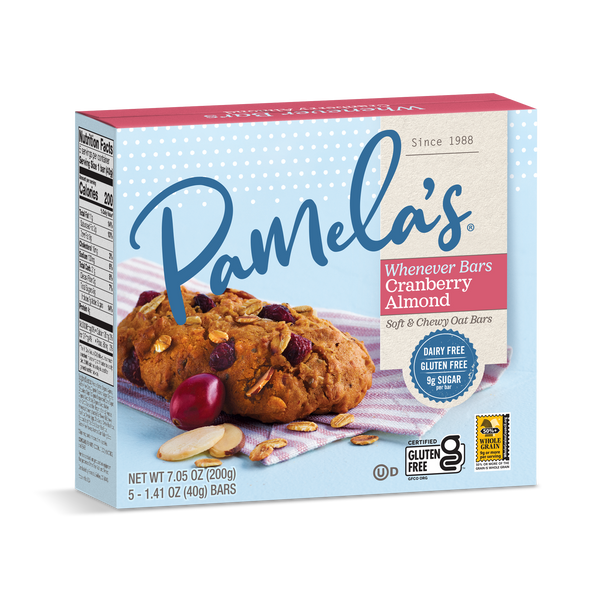 Pamela's Gluten Free Whenever Bars, Cranberry Almond, 7.05 OZ
