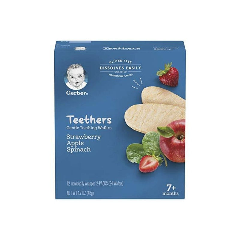 Gerber Teethers Gentle Teething Wafers, Strawberry Apple Spinach, 1.7 OZ - Trustables