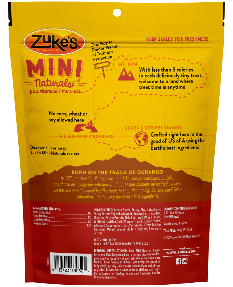 Zuke’s Mini Naturals Adult Dog Training Treats, Peanut Butter & Oats Recipe with Vitamins & Minerals, A+ Training Treats for Adult Dogs, 6 Ounce - Trustables