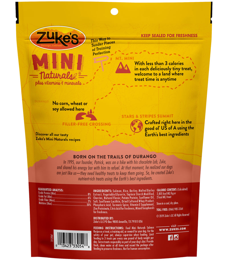 Zuke’s Mini Naturals Training Dog Treats, Salmon Recipe, Tender Mini Bites with Vitamins & Minerals, Adult Dog Treats, 6 Ounce Resealable Bag - Trustables