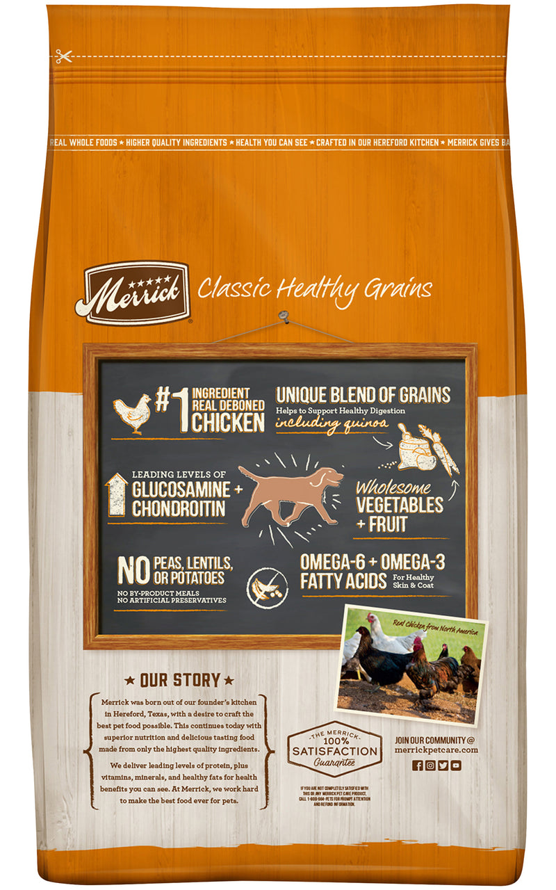 Merrick Classic Healthy Grains Dry Dog Food Real Chicken + Brown Rice Recipe with Ancient Grains, 4 LB - Trustables