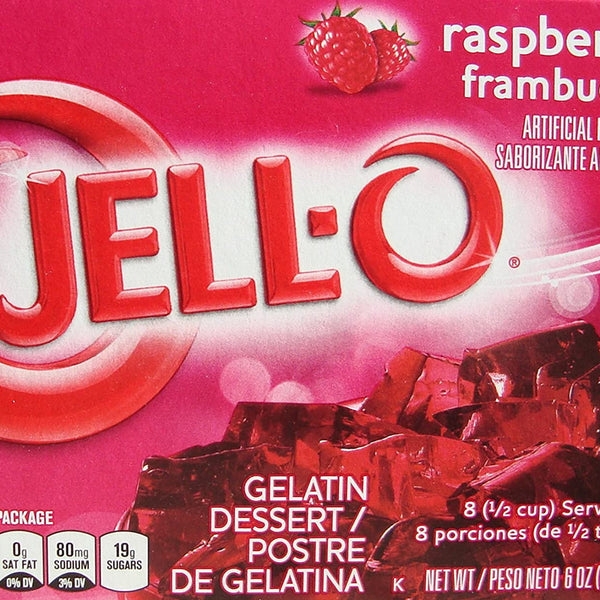 Instant Raspberry Jello Large Box Jello Box