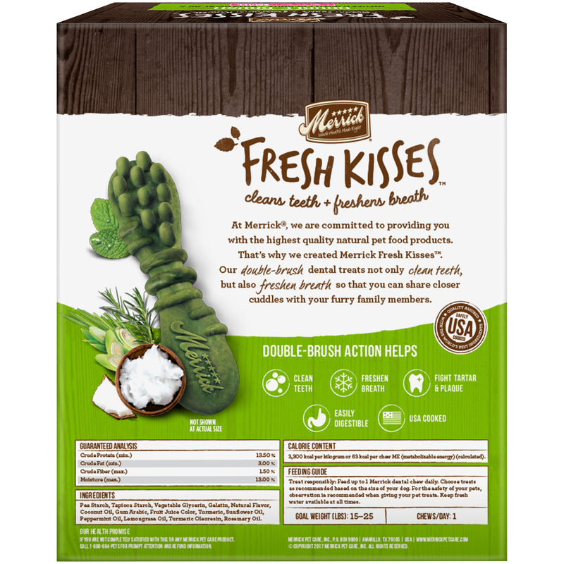 Merrick Fresh Kisses Coconut + Botanical Oils Dental Dog Treats For Small Dogs, 36 Brushes, 23 OZ - Trustables