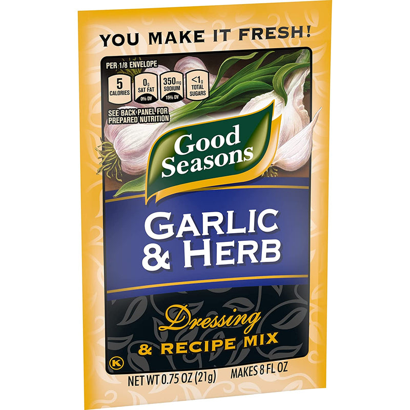 Good Seasons Garlic & Herb Dressing & Recipe Mix, 0.75 OZ - Trustables