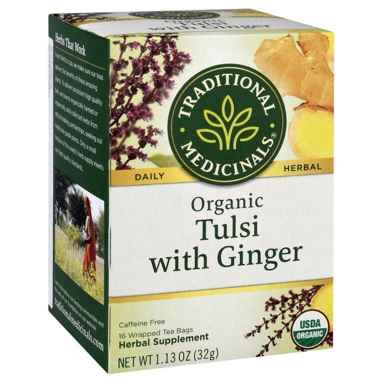 Traditional Medicinals Organic Tulsi with Ginger Herbal Leaf Tea, 16 Tea Bags - Trustables