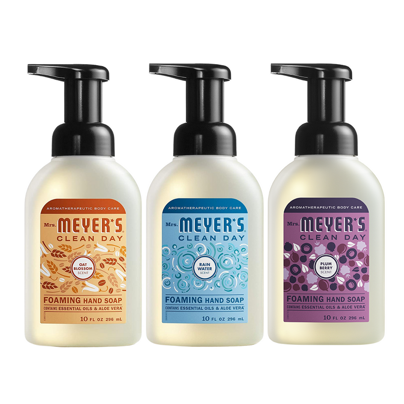Mrs. Meyer's Scent Foaming Hand Soap Variety Pack, 1 Oat Blossom, 1 Plumberry, 1 Rainwater, 1 CT