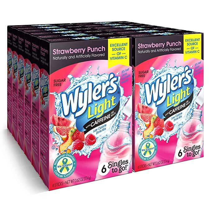 Wyler's Light Strawberry Punch with Caffeine Singles To Go Drink Mix, 0.62 OZ, 6 CT