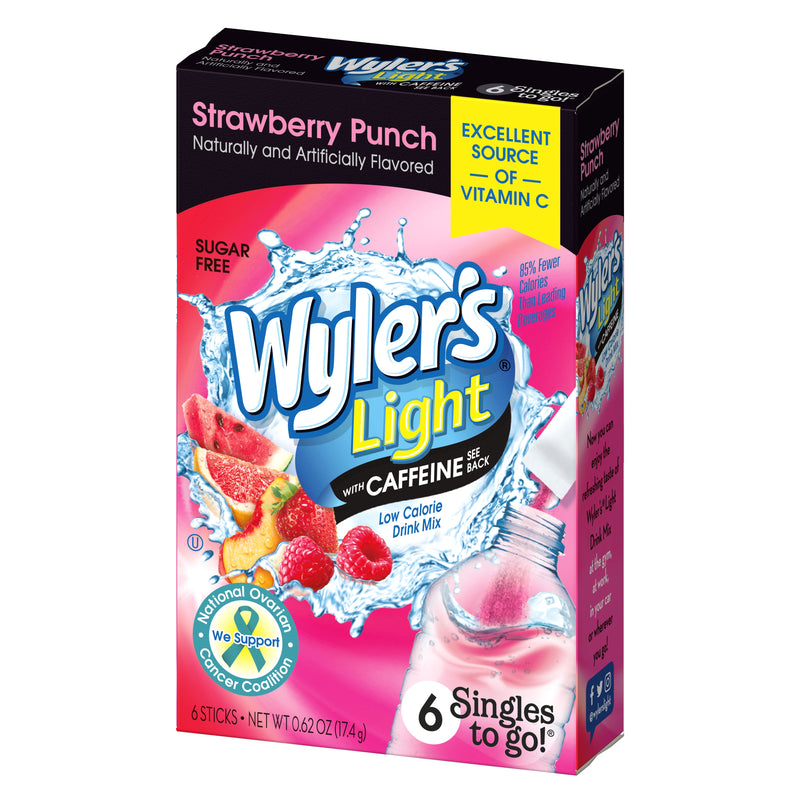 Wyler's Light Strawberry Punch with Caffeine Singles To Go Drink Mix, 0.62 OZ, 6 CT