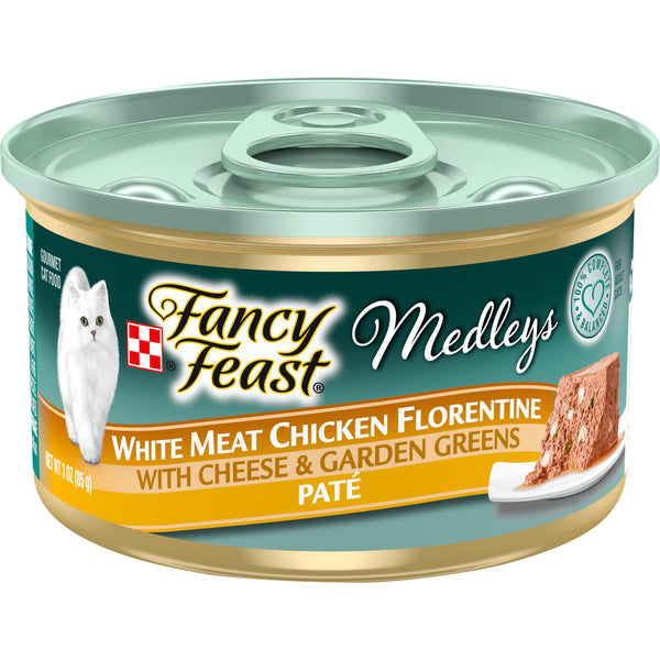 Purina Fancy Feast Medleys White Meat Chicken Florentine With Garden Greens in a Delicate Sauce Adult Wet Cat Food, 3 OZ - Trustables