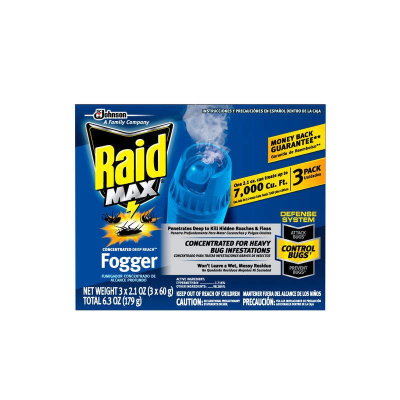 Raid Max Deep Reach Concentrated Fogger, 2.1 oz, 3 cans - Trustables