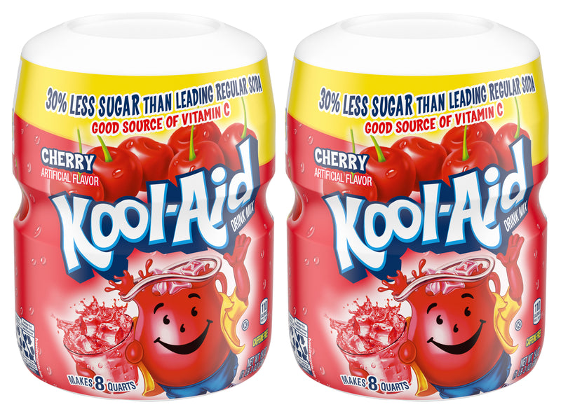 Kool-Aid Sweetened Cherry Powdered Drink Mix, Caffeine Free, 19 oz Jar (Pack-2) - Trustables