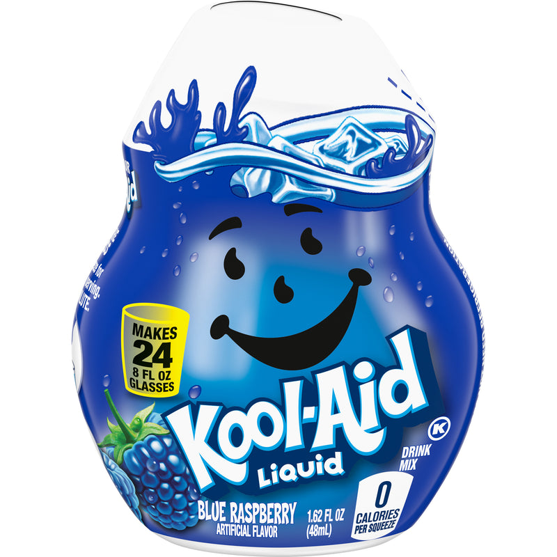 Kool-Aid Blue Raspberry Liquid Drink Mix, Caffeine Free, 1.62 fl oz Bottle (Pack-4) - Trustables