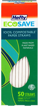 Hefty EcoSave Compostable Paper Straws, 50 CT - Trustables