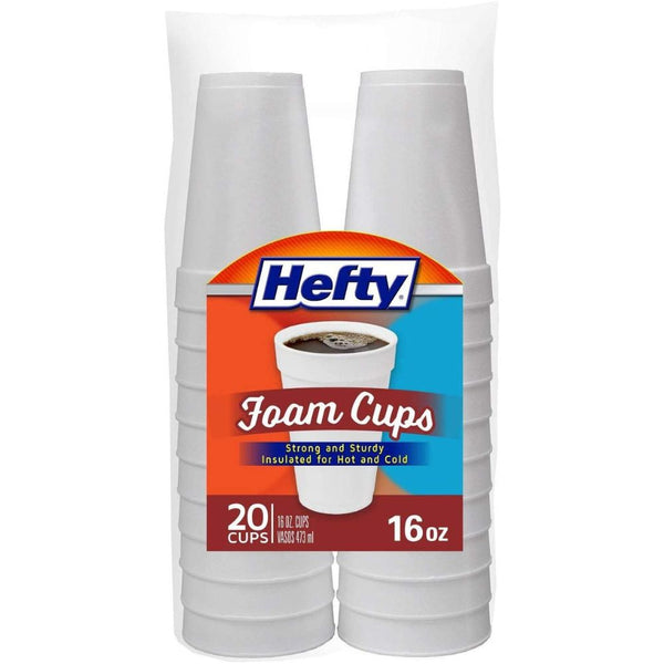 Hefty Disposable Foam Cups, 16 OZ, 20 CT