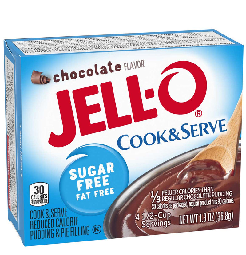 Jell-O Cook & Serve Sugar Free Pudding and Pie Filling, Chocolate, 1.3 OZ - Trustables