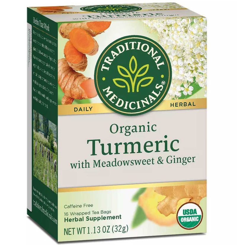 Traditional Medicinals Organic Turmeric with Meadowsweet & Ginger Herbal Tea, 16 Tea Bags - Trustables