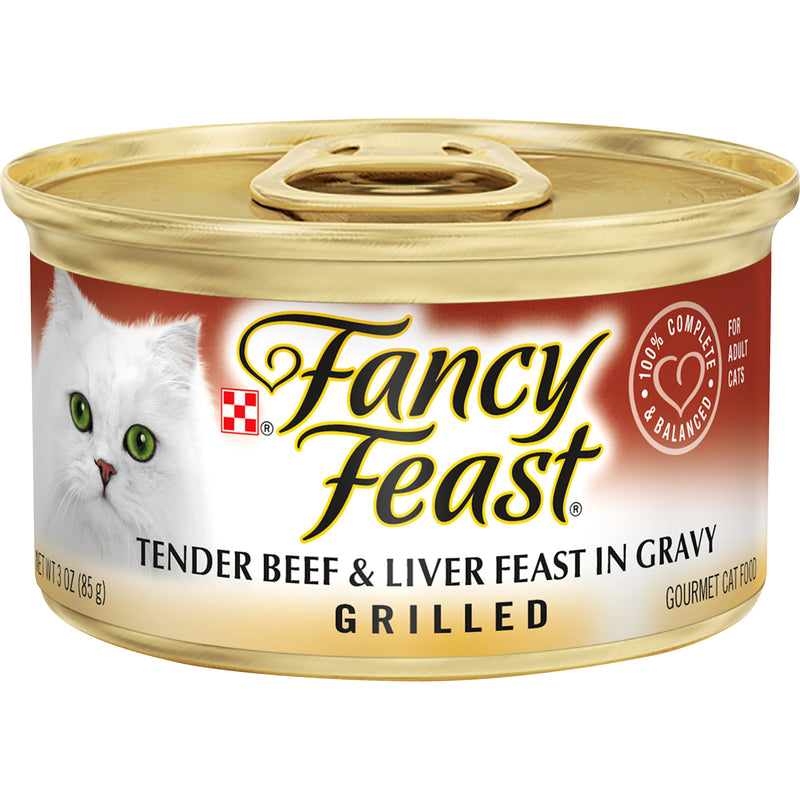 Purina Fancy Feast Grilled Tender Beef & Liver Feast in Gravy Adult Wet Cat Food, 3 OZ - Trustables