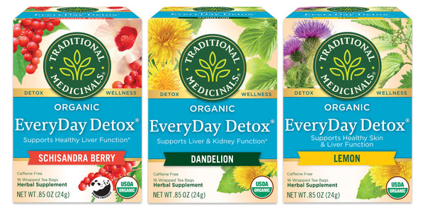 Traditional Medicinals Everyday Detox Sampler Variety Pack, 1 Everyday Detox, 1 Everyday Detox Dandelion, 1 Everyday Detox Lemon, 1 CT - Trustables