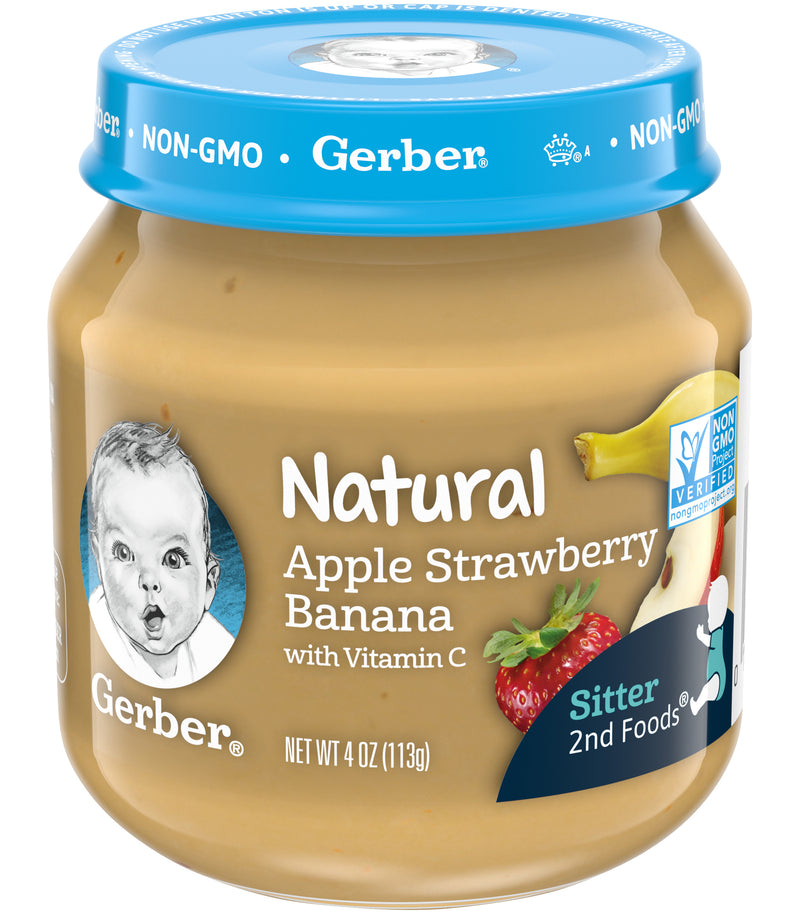 Gerber Natural 2nd Foods Baby Food, Apple Strawberry Banana, 4 OZ - Trustables