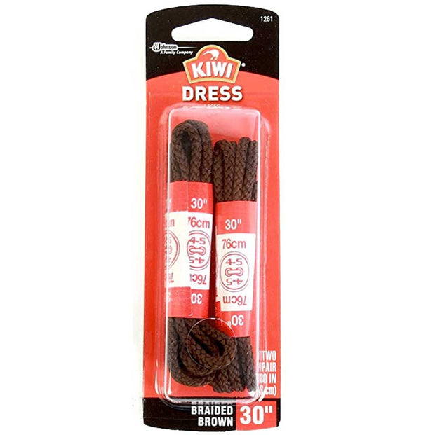 KIWI Casual Round Brown 30" Replacement Shoe Laces, 2 Pairs, 1 CT - Trustables