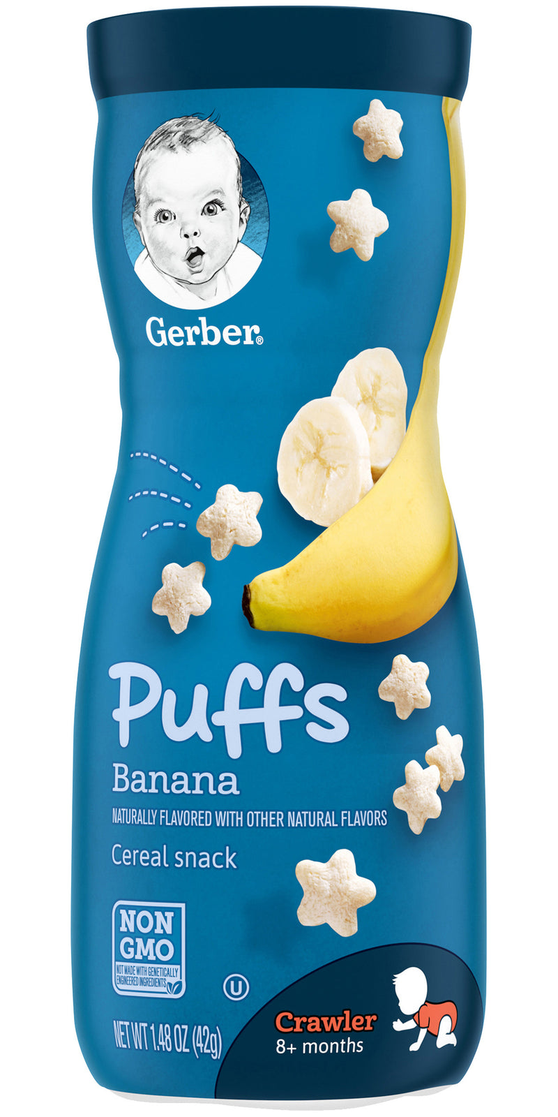 Gerber Puffs Variety Pack, 3 Banana, 3 Strawberry Apple, 6 CT - Trustables