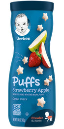 Gerber Puffs Variety Pack, 3 Banana, 3 Strawberry Apple, 6 CT - Trustables