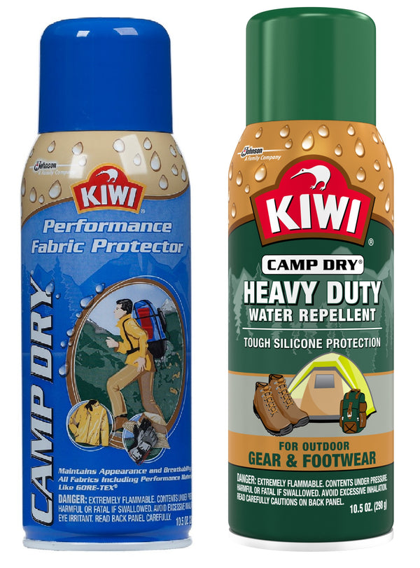 KIWI Camp Dry Variety Pack, 1 Camp Dry Fabric Protector, 1 Camp Dry Heavy Duty Water Repellent, 2 CT - Trustables