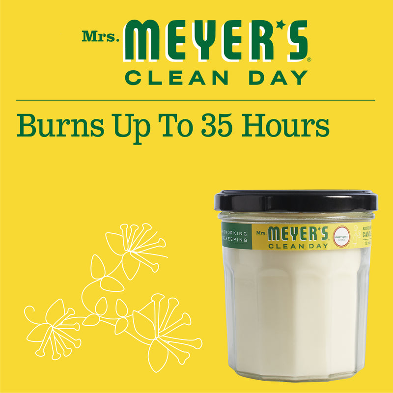Mrs. Meyer's Clean Day Scented Soy Candle, Honeysuckle Scent, 7.2 ounce candle - Trustables