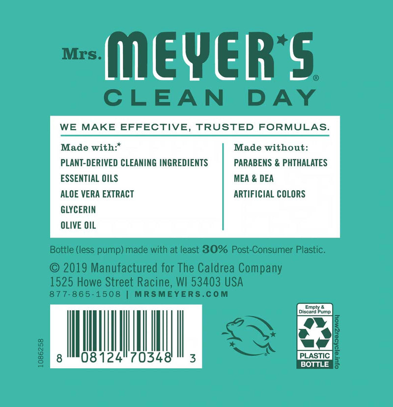 Mrs. Meyer's Clean Day Liquid Hand Soap Bottle, Mint Scent, 12.5 fl oz - Trustables