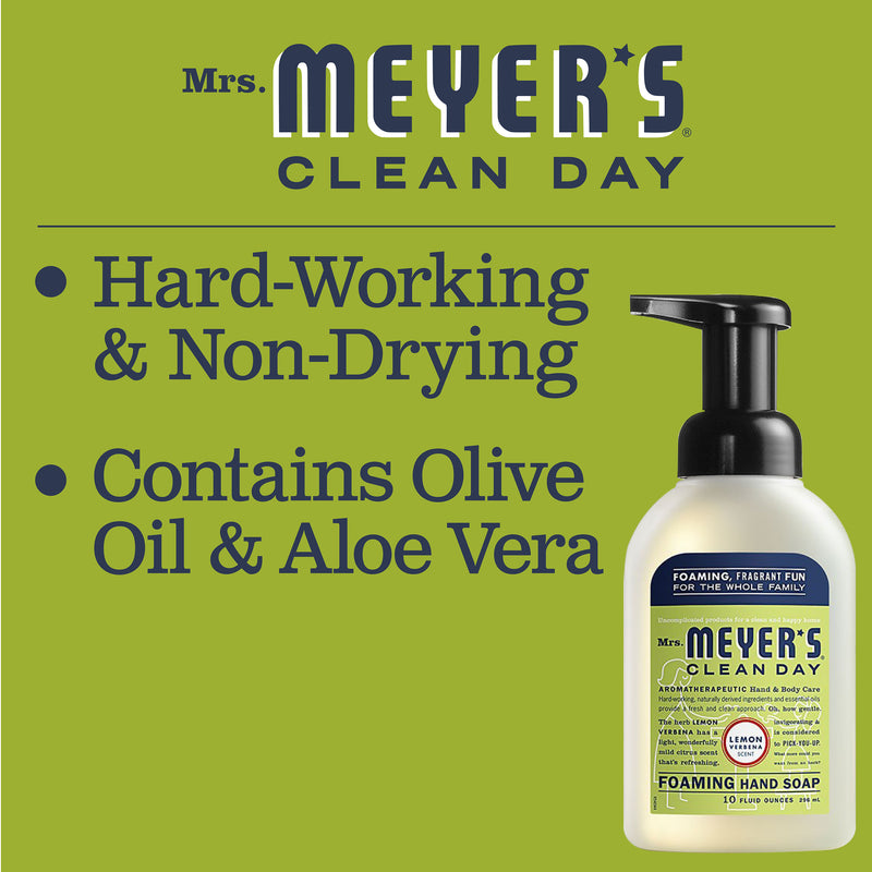 Mrs. Meyer's Clean Day Foaming Hand Soap, Lemon Verbena Scent, 10 fl oz - Trustables