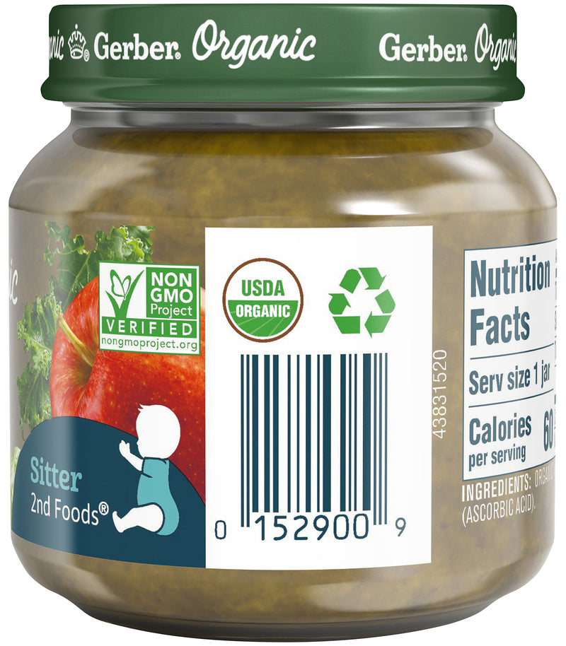 Gerber 2nd Foods, Organic Apple Spinach with Kale, 4 OZ