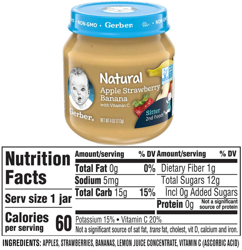 Gerber Natural 2nd Foods Baby Food, Apple Strawberry Banana, 4 OZ - Trustables