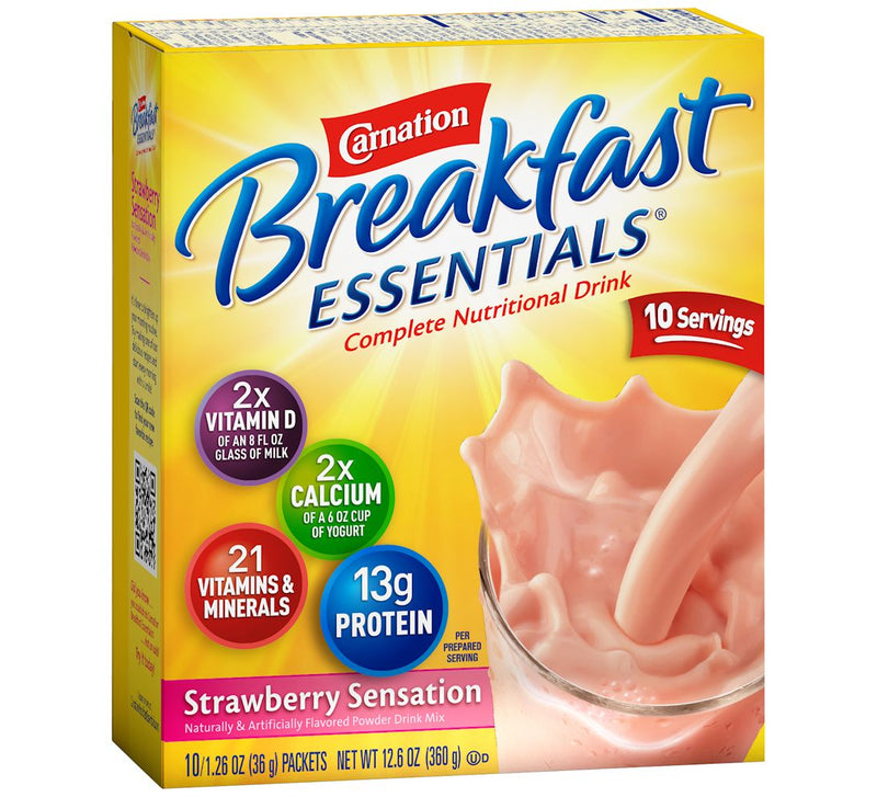 Carnation Breakfast Essentials® Instant Complete Nutritional Drink, Strawberry Sensation, 12.6 OZ - Trustables