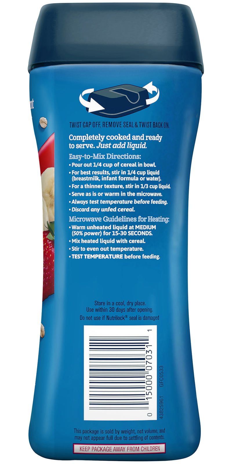 Gerber Lil' Bits Cereal, Oatmeal Banana Strawberry, 8 OZ - Trustables