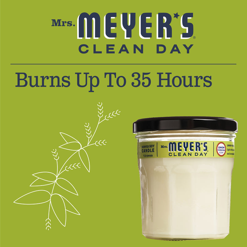 Mrs. Meyer's Clean Day Scented Soy Candle, Lemon Verbena Scent, 7.2 ounce candle - Trustables