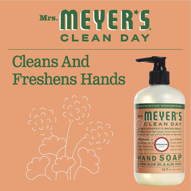Mrs. Meyer's Clean Day Liquid Hand Soap, Geranium Scent, 12.5 ounce bottle - Trustables