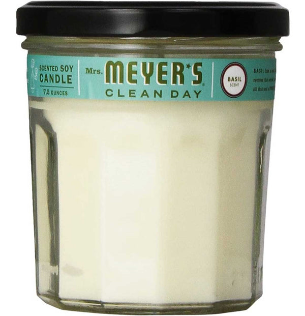 Mrs. Meyer's Clean Day Scented Soy Candle, Basil Scent, 7.2 ounce candle - Trustables
