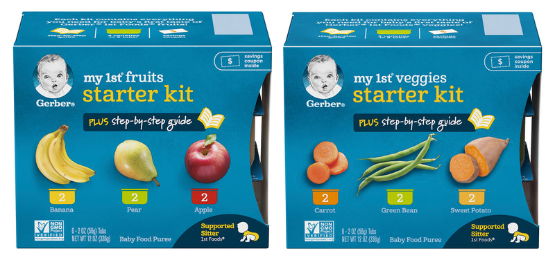 Gerber My 1st Fruits and Veggies Stage 1 Baby Food Starter Pack, 2 Ounce Tubs (12 Count) - Trustables